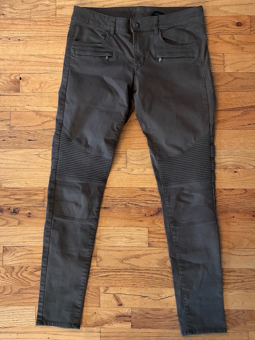Divided Olive Green moto Pants with Branded Button